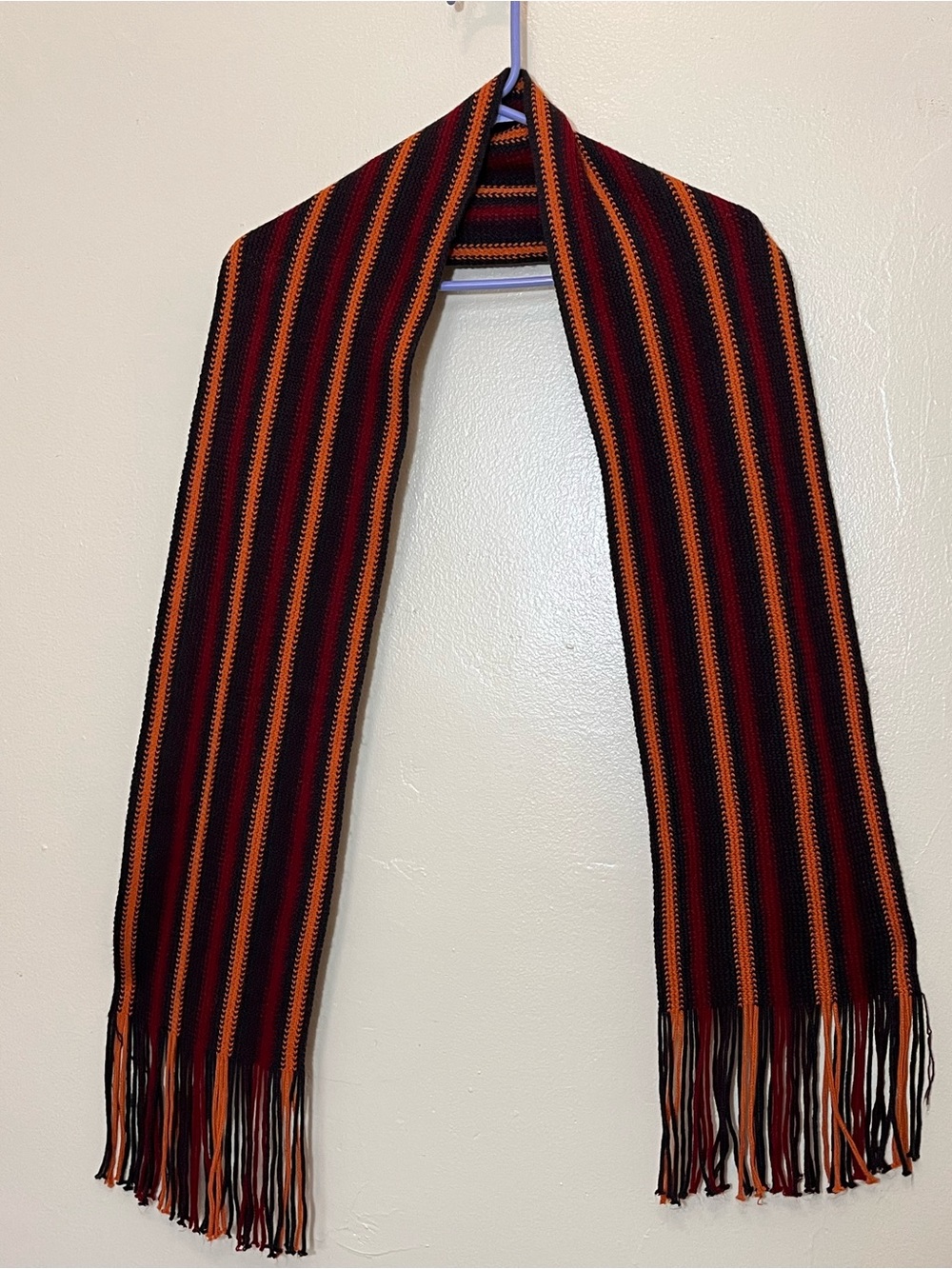 Men’s Black, Orange & Red Striped Woven Scarf